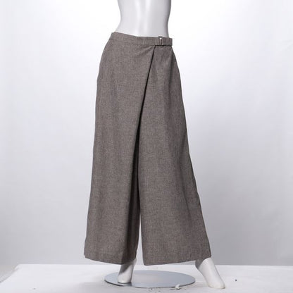 ベルトデザインラップ風ワイドパンツ