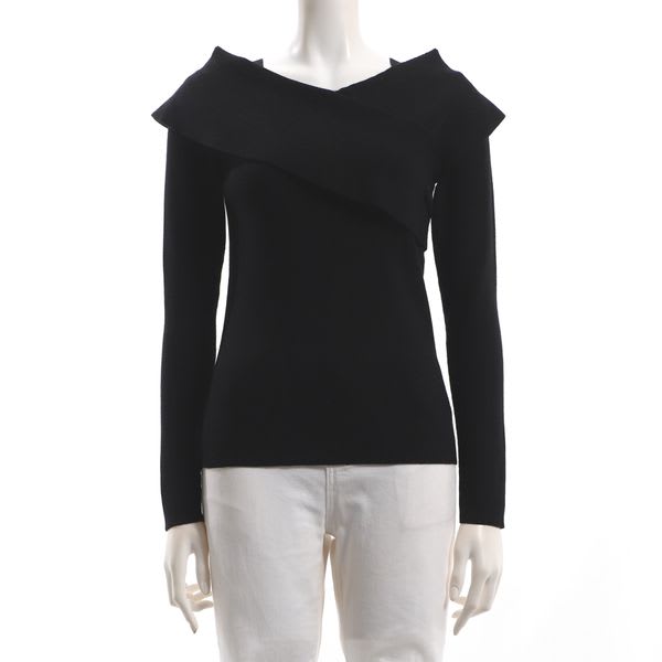 アシンメトリーデザインリブニット