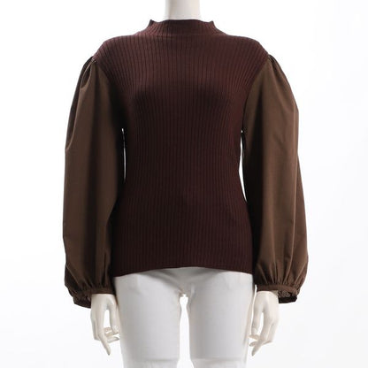 異素材切り替えニット