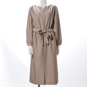 キーネックリボンベルトワンピース