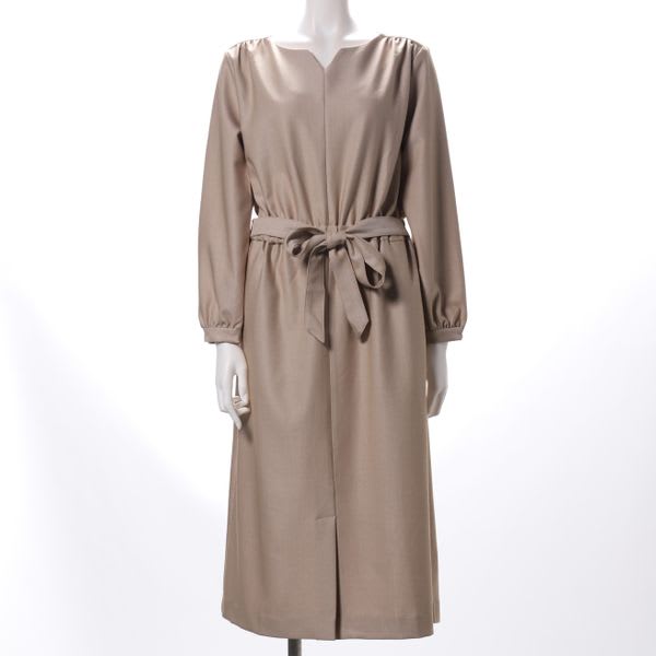 キーネックリボンベルトワンピース