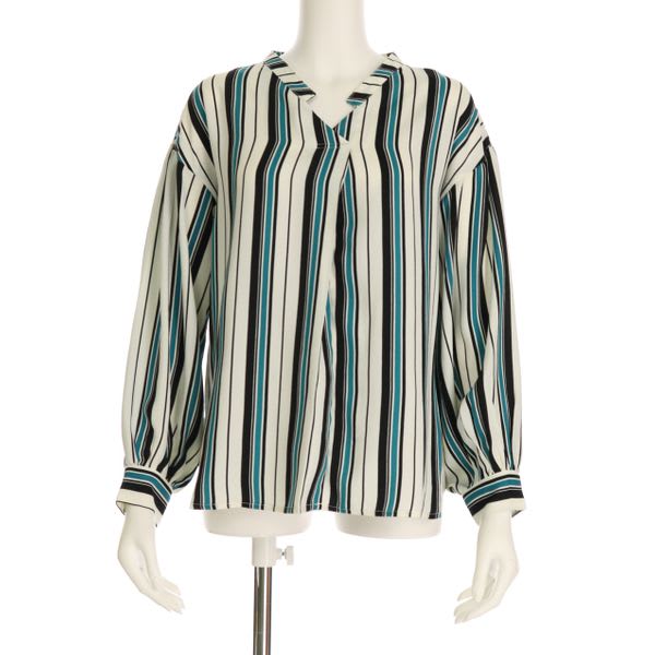 マルチストライプ柄ブラウス