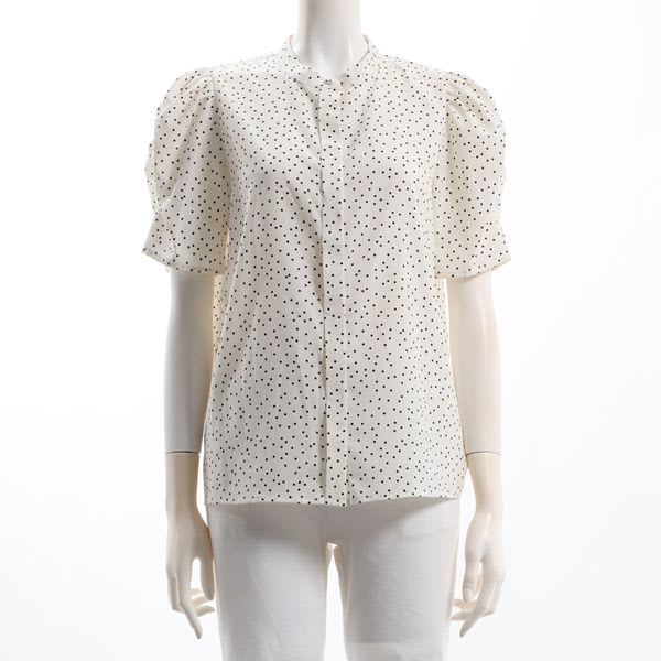 ドットプリントパフスリーブブラウス