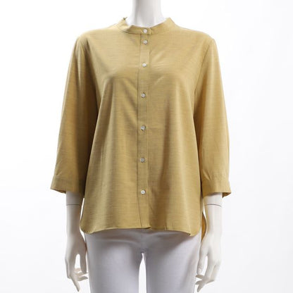 サイドスリットバンドカラーブラウス