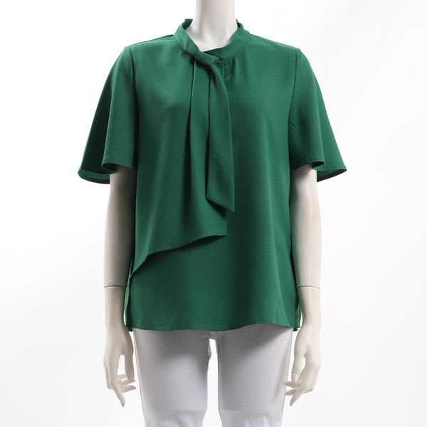 スタンドカラーボウタイブラウス