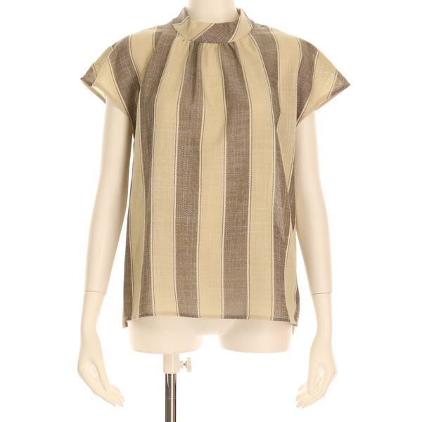 太めストライプ柄ブラウス