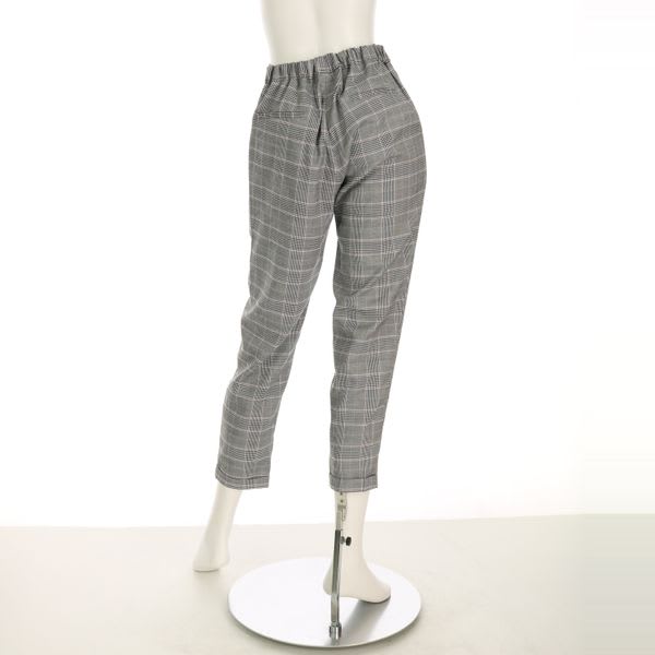 グレンチェック柄テーパードパンツ