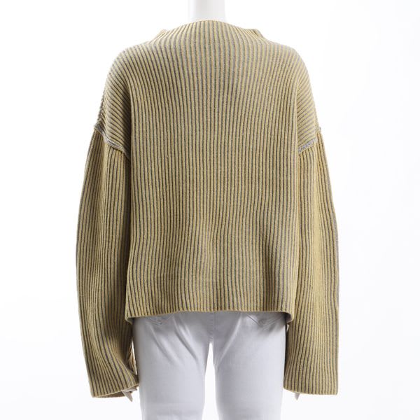 ストライプ風編み柄オフネックニット