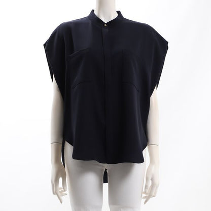 ポケット付きバンドカラーブラウス