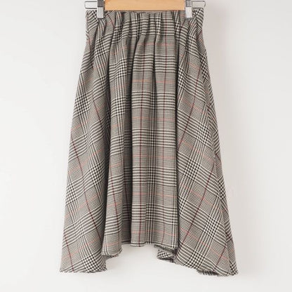 千鳥格子柄イレギュラーヘムフレアスカート