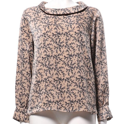 モノクロフラワープリント総柄ブラウス