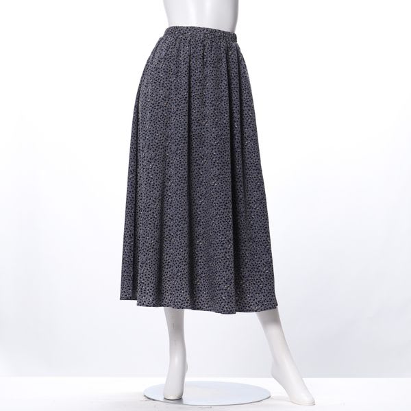 レオパード風ランダムドット柄ギャザーフレアスカート