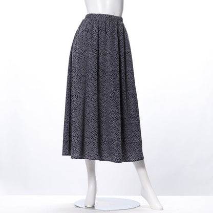 レオパード風ランダムドット柄ギャザーフレアスカート