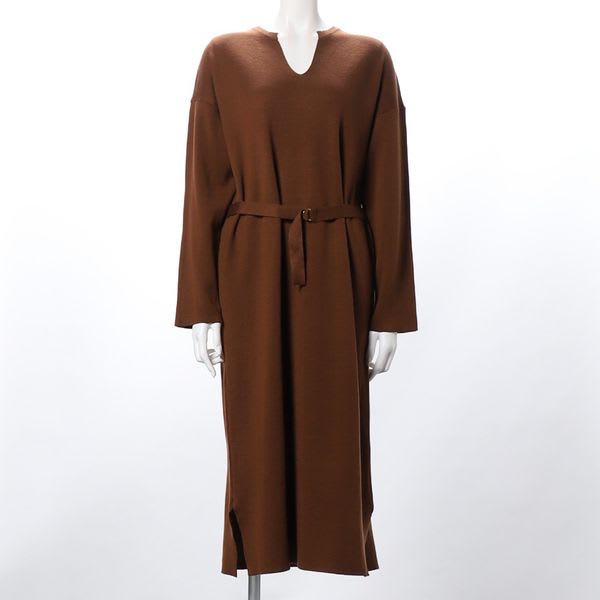 Dカンベルトニットワンピース