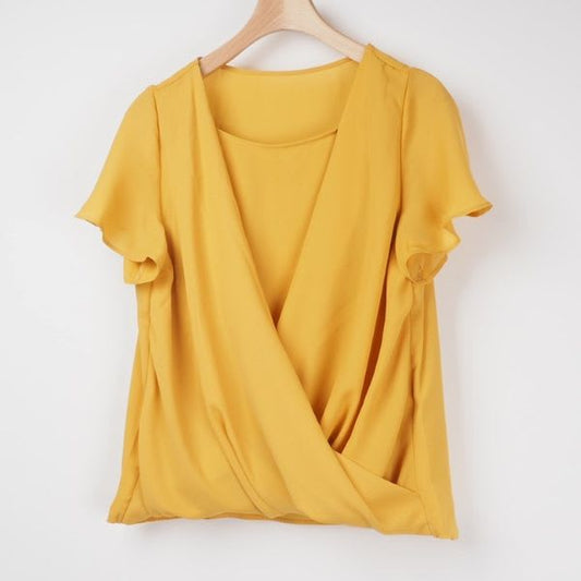 カシュクール袖フリルブラウス