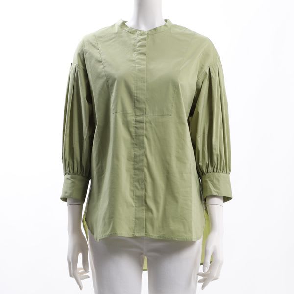 比翼仕立てバンドカラーシャツ