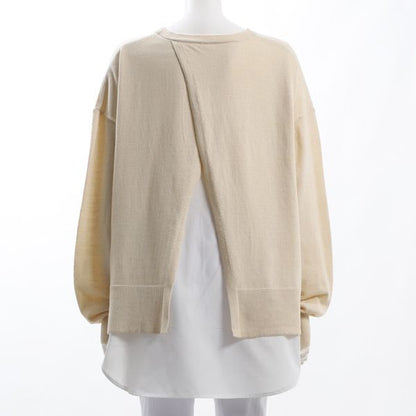 シャツレイヤード風ドロップショルダーニット