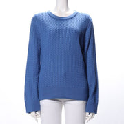 細ケーブル編みラウンドネックニット