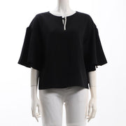 パールアクセントフレアスリーブブラウス