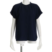 スタンドネックフロントボタンブラウス