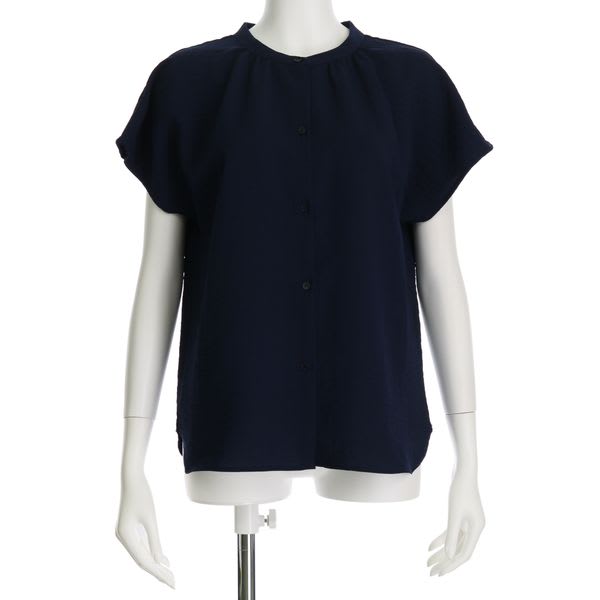 スタンドネックフロントボタンブラウス