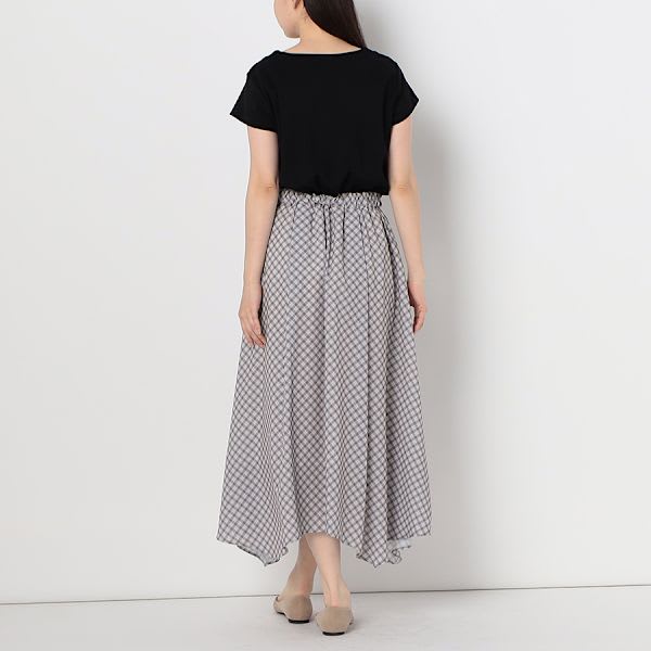 チェック柄ドッキングワンピース