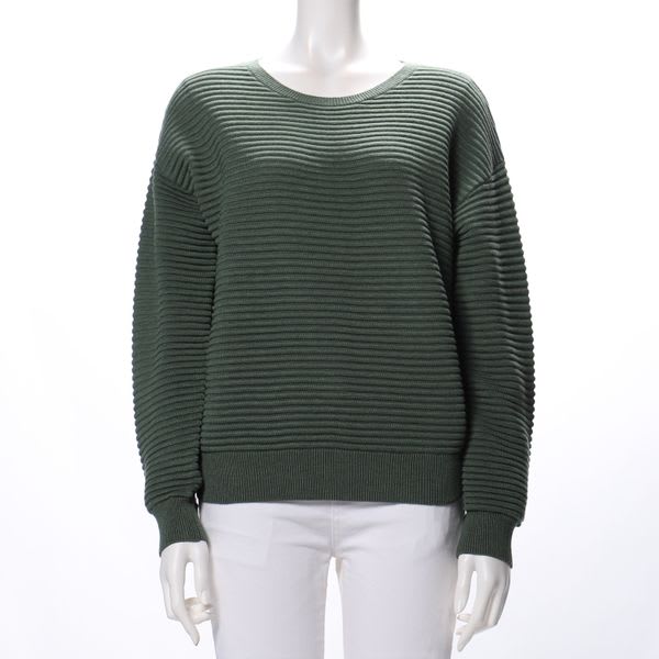 横リブデザインラウンドネックセーター