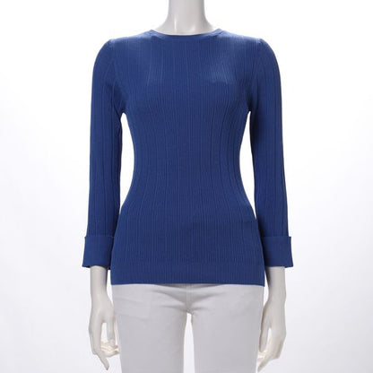 袖折り返しデザインリブニット