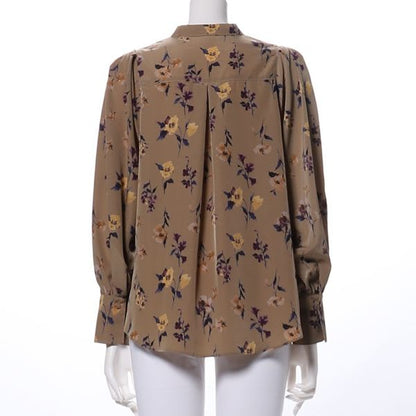 フラワープリントスタンドカラーブラウス