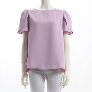 チューリップスリーブラウンドネックブラウス