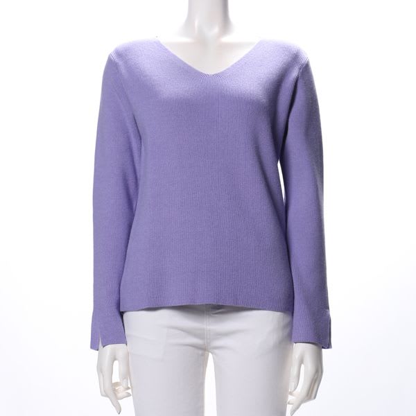 Vネックスリットニット