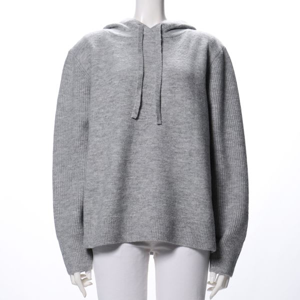 切り替え編みニットフーディー