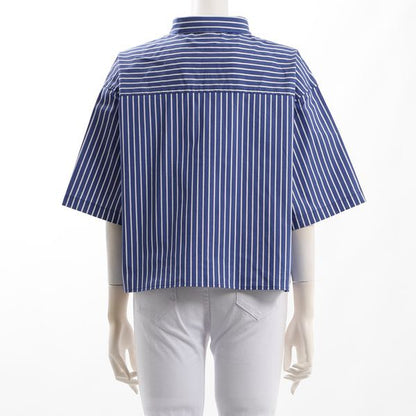 ストライプ柄前開きシャツ