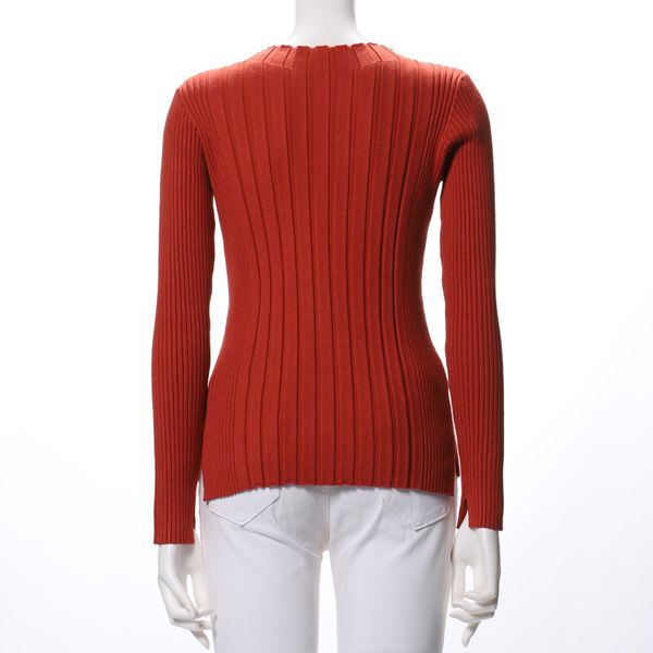 リブニットスリット長袖プルオーバー