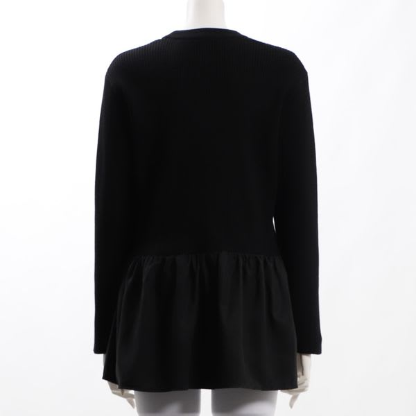 異素材ペプラムリブニット