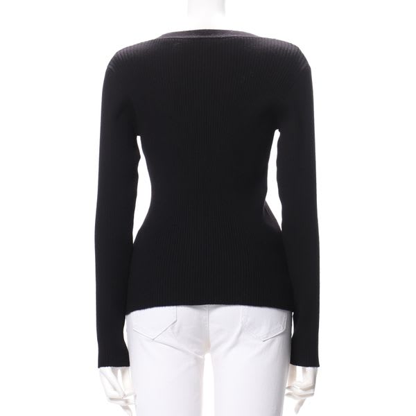 抗菌加工変則リブVネックニット