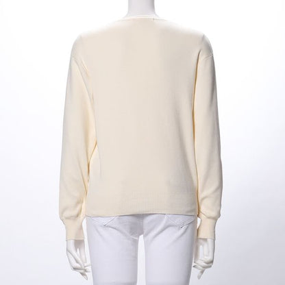 オープンフロントネックニット