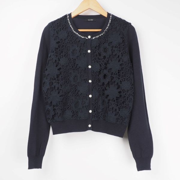 レースビジューニットカーディガン
