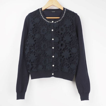 レースビジューニットカーディガン