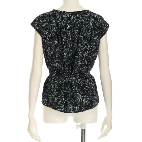 デシンドットプリントウエストリボン総柄ブラウス