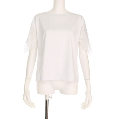 レース切り替え袖ブラウス