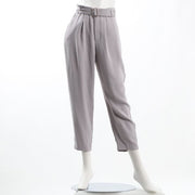 太めベルトとろみテーパードパンツ