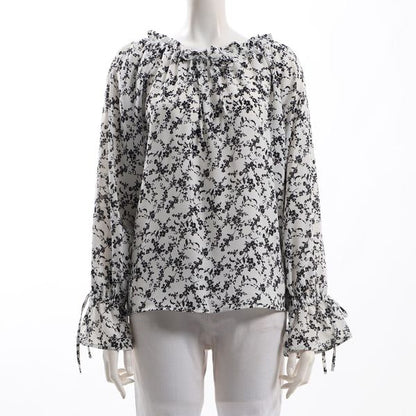 花柄リボンブラウス