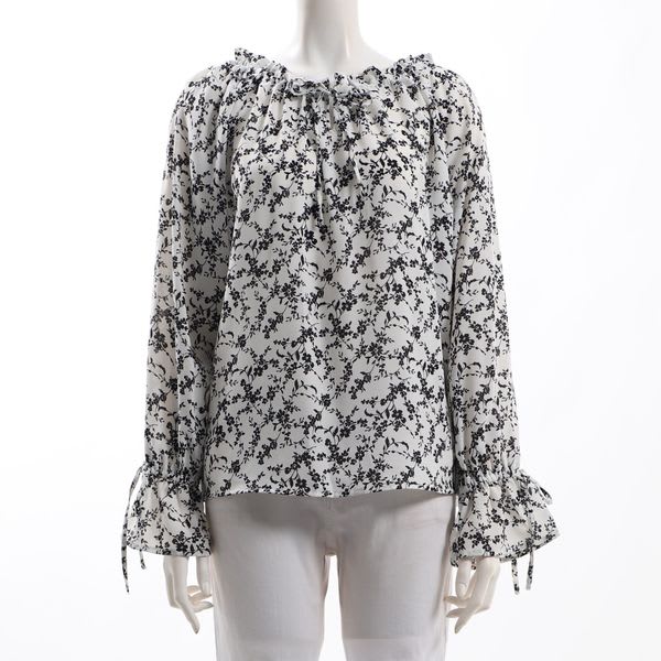 花柄リボンブラウス