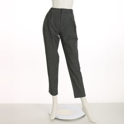 ストライプ柄ポケット付きテーパードパンツ