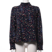 フリルスタンドカラーフラワーブラウス