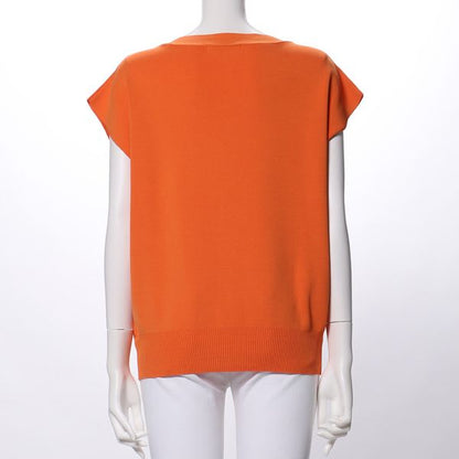 シンプルデザインフレンチスリーブニット