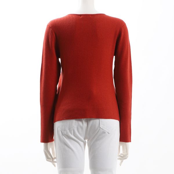 ラウンドネックリブニット