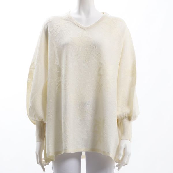 リーフジャガード花柄ニット