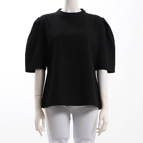 特徴のある表面感のパフスリーブブラウス